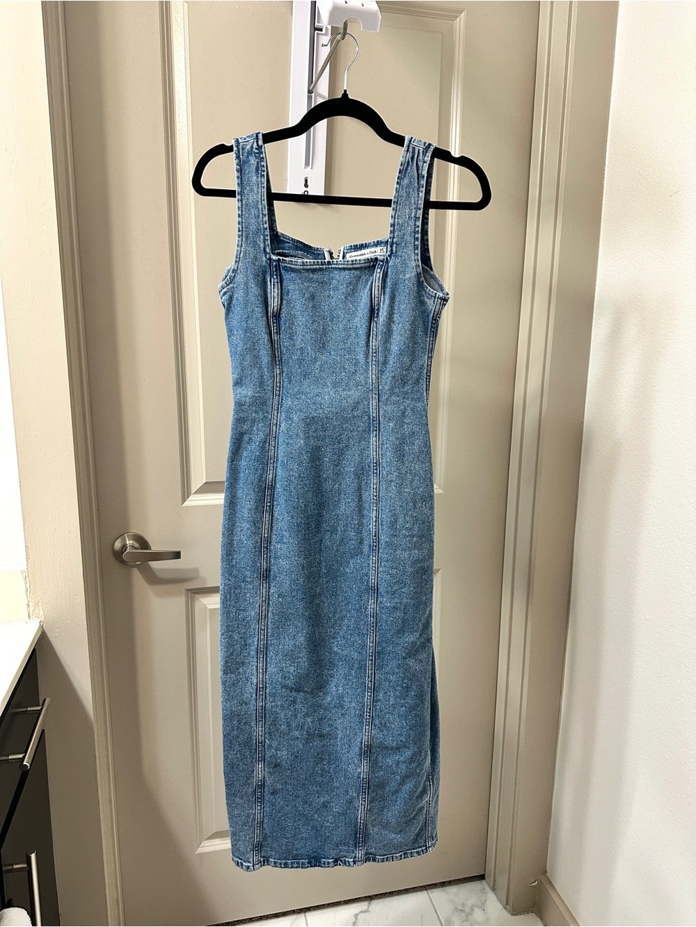 Abercrombie & Fitch Light Blue Denim Midi Tank Dress